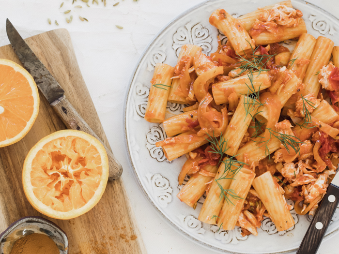 Italiaanse pasta recepten - rigatoni krab